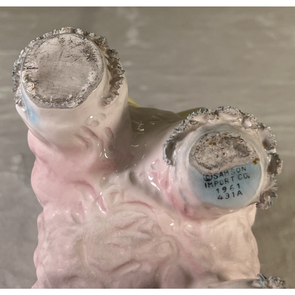 VTG Relpo Samson Import Co Spaghetti Ceramic Pink Lamb Planter 1961 #431A Japan - Picture 7 of 13